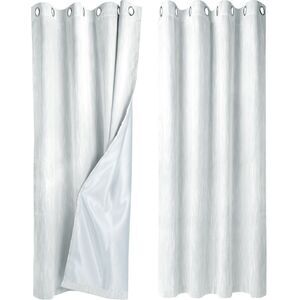 2 Panels Linen Look Blackout Curtains Gommet Top 52"W x 72"L Light Gray
